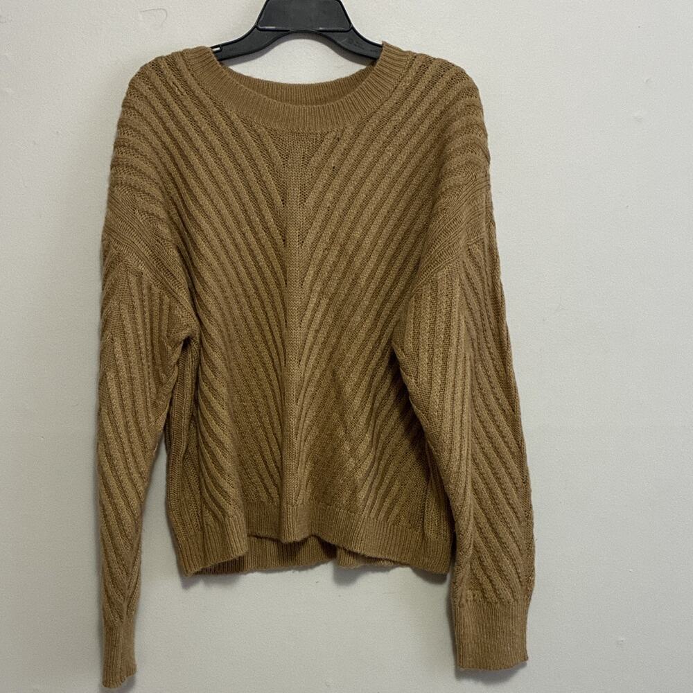 Yoki Brown Textured Cable Knit Pullover Sweater L Neutral Cozy Preppy Academia